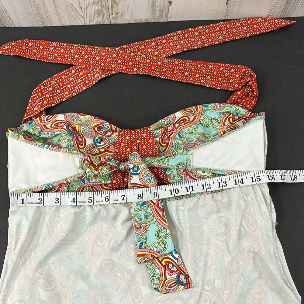 ANTONIO MELANI Green Multicolor Paisley Halter Swim Top - Picture 12 of 13